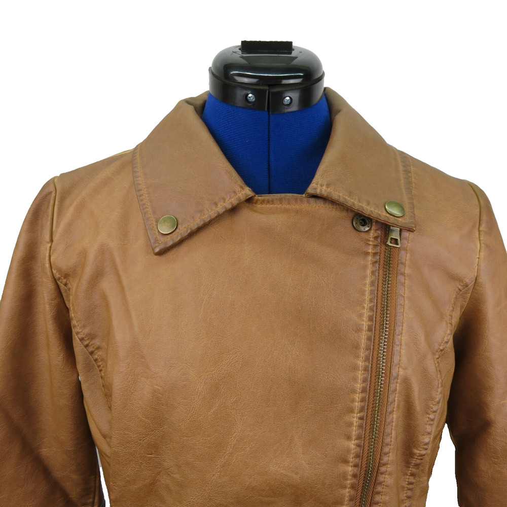 Bagatelle Faux Leather Jacket Women’s Small Camel Bronze Soft Moto Street Style - Picture 3 of 12